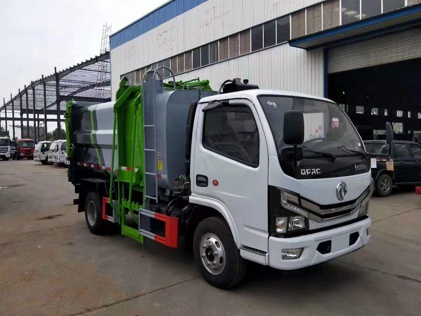 國六側(cè)裝掛桶壓縮垃圾車藍牌廠家定制