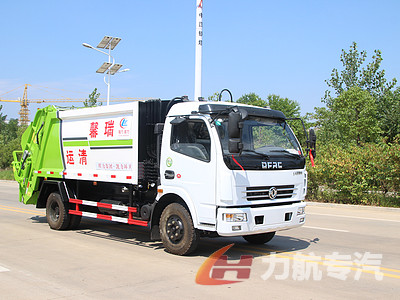 国五东风8方压缩垃圾车带三角斗图片